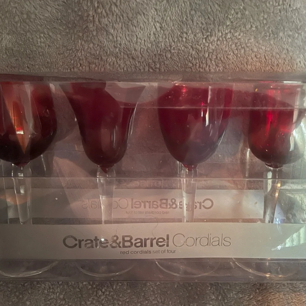 Crate & Barrel Red Cordial Glasses Set